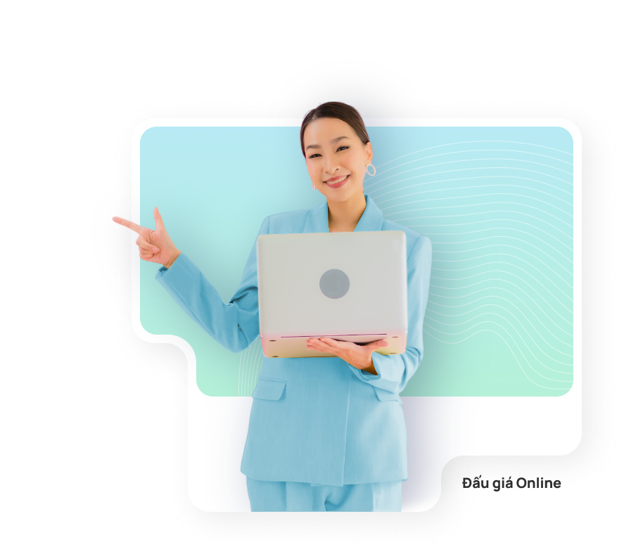 Happy woman pointing